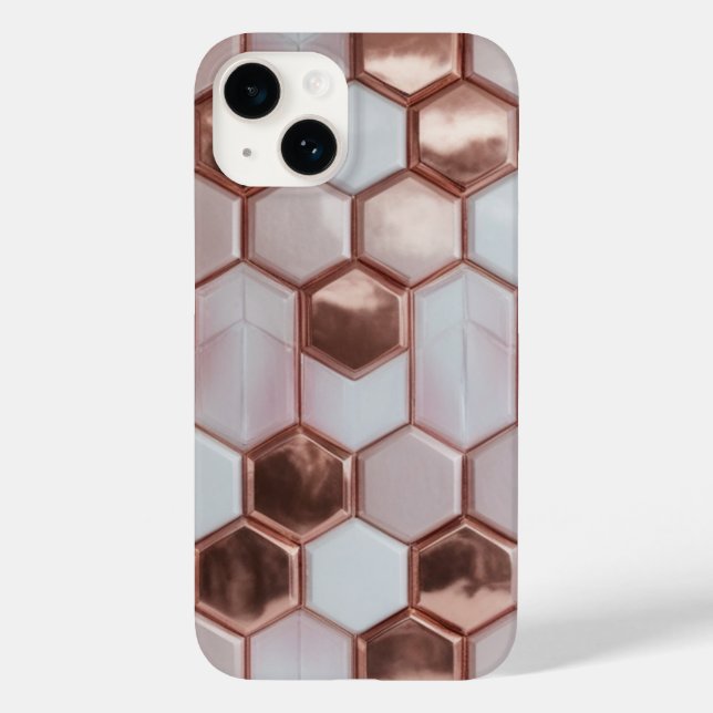 Elegante Rose Gold Geometric iPhone 16 Plus Fall Case-Mate iPhone Hülle (Rückseite)