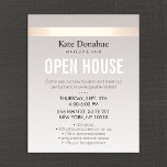 Elegante Rose Gold gestreift Modernes Open House Flyer<br><div class="desc">Elegantes,  stilvolles Design der Visitenkarte mit leichter Rose mit goldenen IMITATEN und einem dezenten Grau-Hintergrund. Das ist NICHT echtes Goldblatt - sondern ein Bild. Es gibt keinen Glanz oder keine Textur. Diese vielseitige Netzwerkkarte eignet sich auch hervorragend für Schönheitssalons,  Friseure,  Mode-Boutiquen,  Hochzeitsplaner,  Schmuckdesigner oder andere Bildexperten.</div>