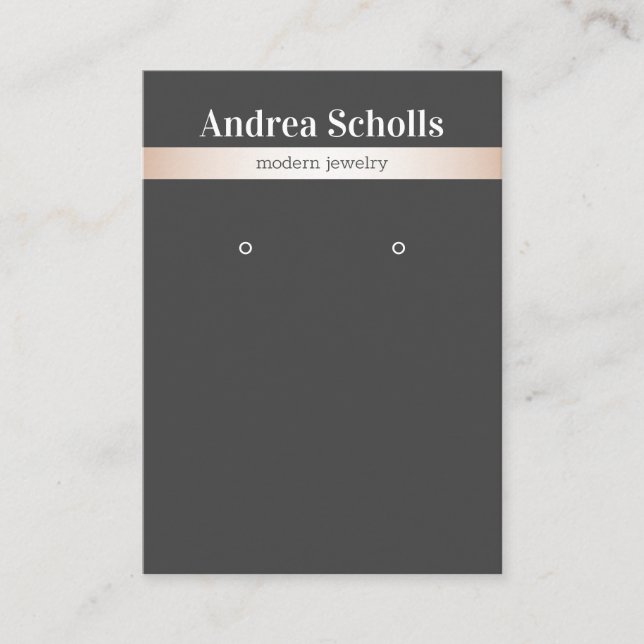 Elegante Rose Gold gestreifter Schmuck-Ohrring-Dis Visitenkarte (Vorderseite)