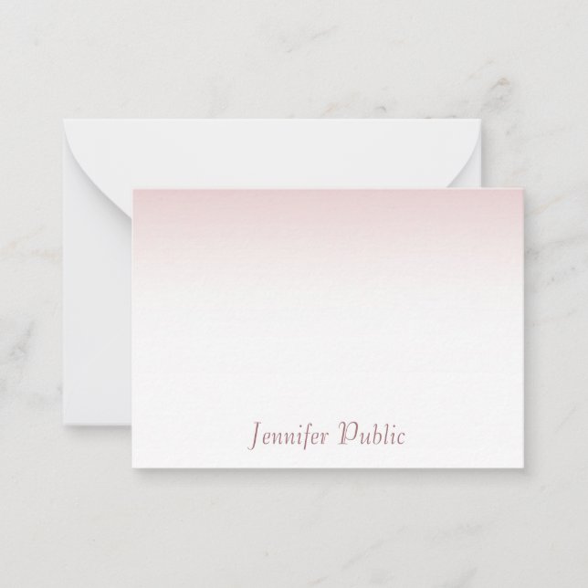 Elegante Rose Gold-gezeichnete Skriptvorlage Mitteilungskarte (Vorderseite)