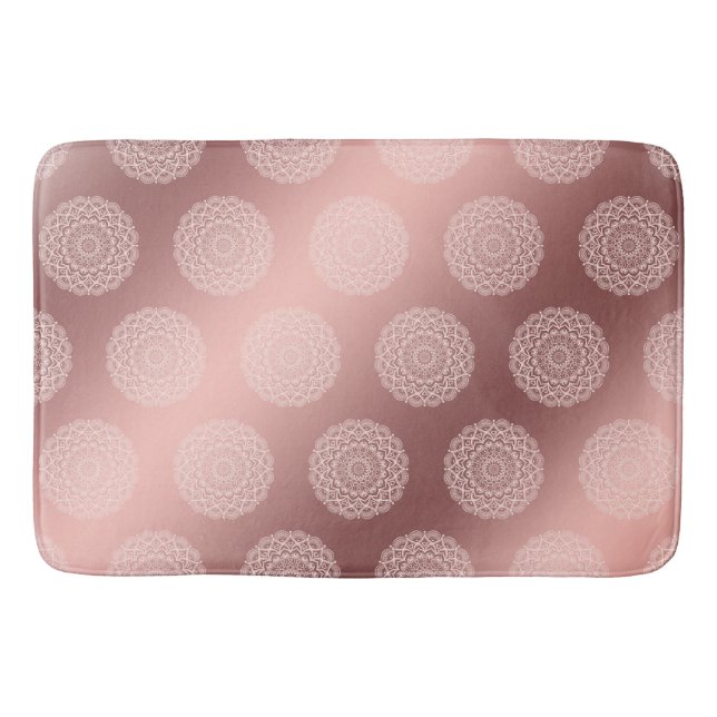 Elegante Rose Gold Girly Mandala Muster Badematte (Vorderseite)