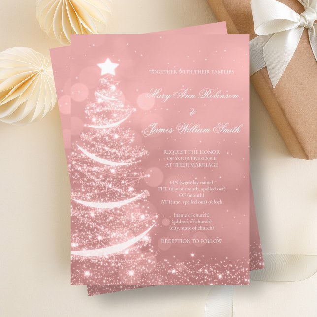 Elegante Rose Gold Glam Weihnachtsfeier Einladung (Elegant Rose Gold Glam Christmas Wedding Invitation)