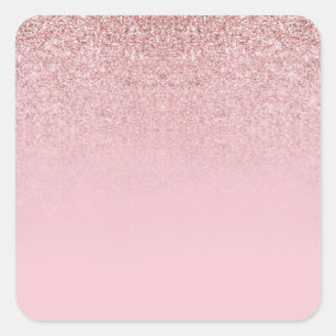 Elegante Rose Gold Glitter Blanko Vorlage Text Hin Quadratischer Aufkleber