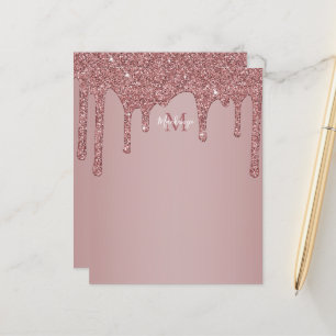 Elegante Rose Gold Glitter Tropfen Monogramm