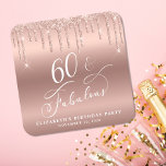 Elegante Rose Gold Glitzer 60. Geburtstagsparty Rechteckiger Pappuntersetzer<br><div class="desc">Chic Custom Untersetzer für ihre 60. Geburtstagsparty mit "60 & Fabulous" in einem eleganten weißen Kalligraphie-Skript,  eine Rose Gold Imitate Hintergrund Folie und tropfende Rose Gold Imitate Glitzer. Ideal für eine Tischdekoration,  bei der man Zuhause als Gastgeschenk im Souvenir genießen kann.</div>