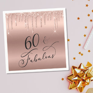 Elegante Rose Gold Glitzer 60. Geburtstagsparty Serviette