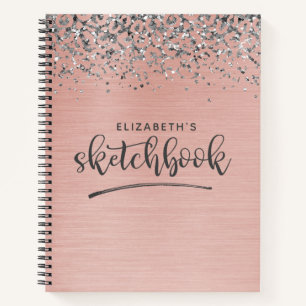 Elegante Rose Gold Glitzer Artist Sketchbook  Notizbuch