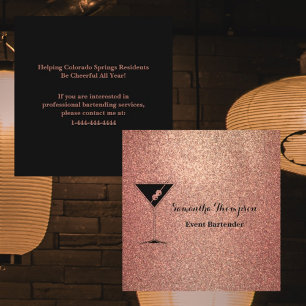 Elegante Rose Gold Glitzer Barkeeper Business Card Quadratische Visitenkarte