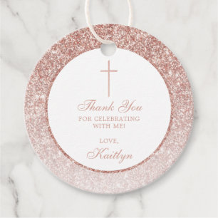 Elegante Rose Gold Glitzer Bestätigung oder Taufe Geschenkanhänger