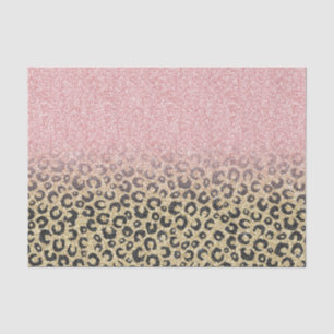 Elegante Rose Gold Glitzer Black Leopard Print Seidenpapier