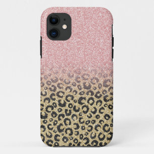 Elegante Rose Gold Glitzer Black Leopard Printwerb Case-Mate iPhone Hülle