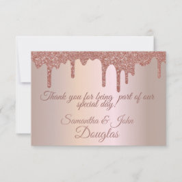 Elegante Rose Gold Glitzer, Blush und Text Dankeskarte