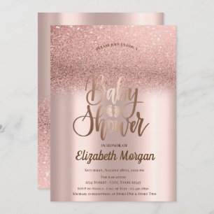 Elegante Rose Gold Glitzer Bokeh Ombre Kinderdusch Einladung