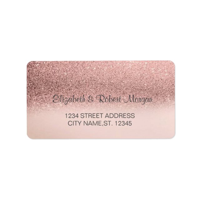 Elegante Rose Gold Glitzer Bokeh Ombre Label Adressaufkleber (Vorne)