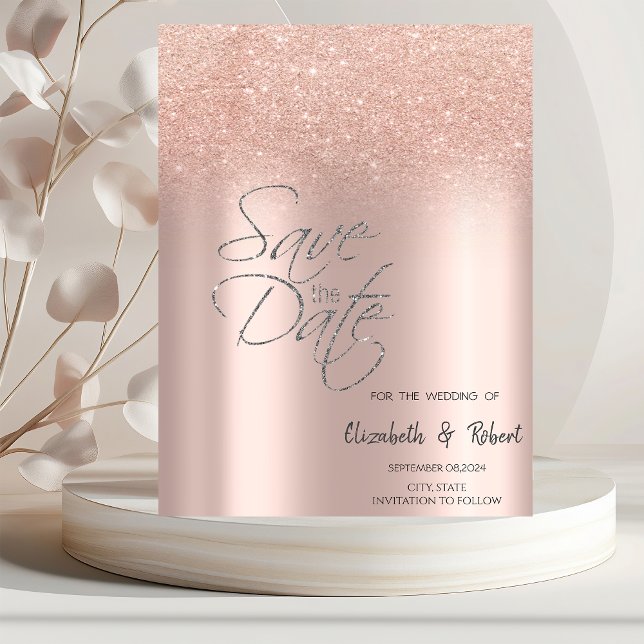 Elegante Rose Gold Glitzer Bokeh Save the Date (Von Creator hochgeladen)