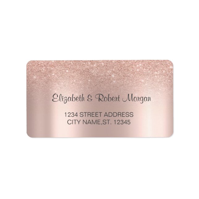 Elegante Rose Gold Glitzer Bokeh Wedding Label Adressaufkleber (Vorne)
