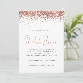 Elegante Rose Gold Glitzer Brautparty Weiß Einladung