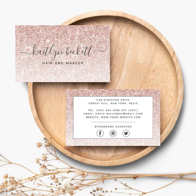 Elegante Rose Gold Glitzer Business Card Visitenkarte (Von Creator hochgeladen)