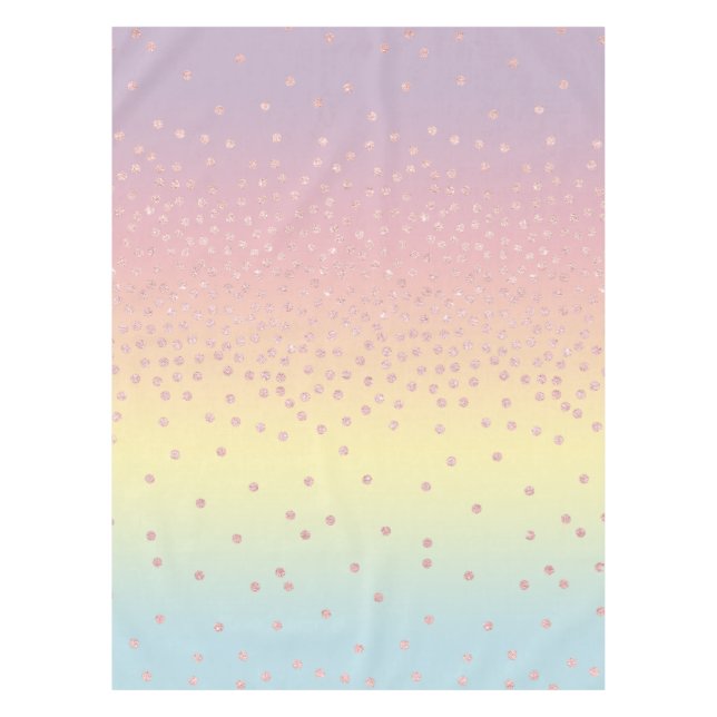 Elegante Rose Gold Glitzer Confetti Dots Gradiente Tischdecke (Vorderseite)