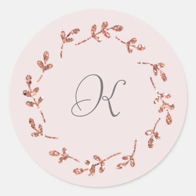 Elegante Rose Gold Glitzer Erstaufkleber Runder Aufkleber (Vorderseite)
