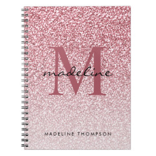 Elegante Rose Gold Glitzer Girly Monogram Notizblock