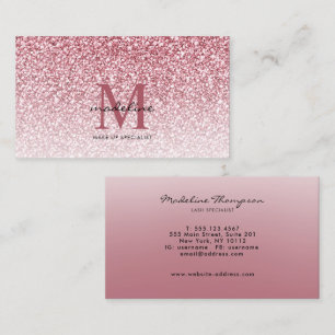 Elegante Rose Gold Glitzer Girly Monogram Visitenkarte