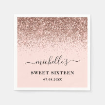 Elegante Rose Gold Glitzer Glitzern Name Sweet 16