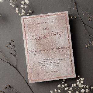 Elegante Rose Gold Glitzer Gradienten Foto Hochzei Einladung
