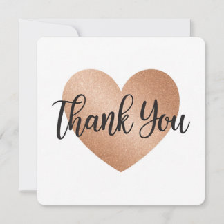 Elegante Rose Gold Glitzer Herz "Danke" Greeti Feiertagskarte