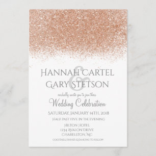 Elegante Rose Gold Glitzer Hochzeit Einladung