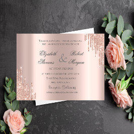 Elegante Rose Gold Glitzer Hochzeit Einladung