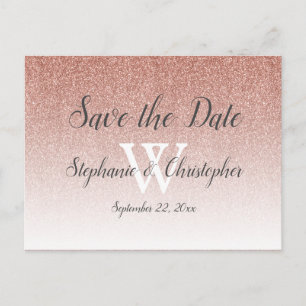 Elegante Rose Gold Glitzer Hochzeit speichern Sie  Postkarte