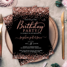 Elegante Rose Gold Glitzer jedes Alters Schwarz Ge