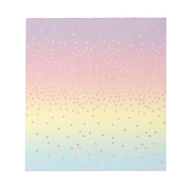 Elegante Rose Gold Glitzer Konfetti Dots Gradient Notizblock (Vorderseite)