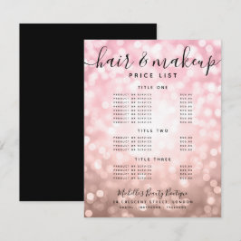 Elegante Rose Gold Glitzer Lights Salon Preismenü RSVP Karte