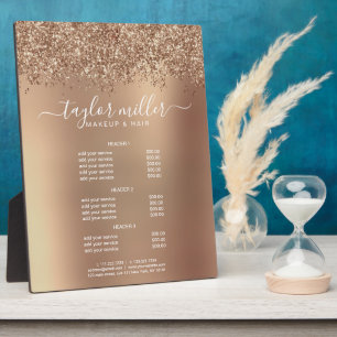 Elegante Rose Gold Glitzer Make-up & haar Fotoplatte