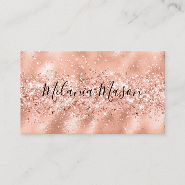 Elegante Rose Gold Glitzer Makeup Artist Funkelnd Visitenkarte (Vorderseite)