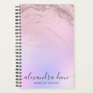Elegante Rose Gold Glitzer Marmor Makeup Künstler Planer