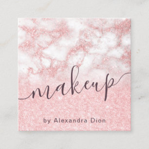 Elegante Rose Gold Glitzer Marmor Makeup Künstler Quadratische Visitenkarte