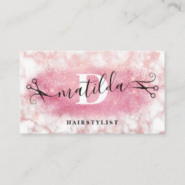 Elegante Rose Gold Glitzer Marmor Marmor-Fairstyli Visitenkarte