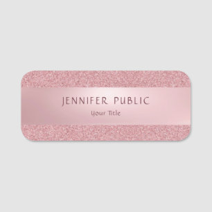 Elegante Rose Gold Glitzer Moderne Vorlage Trendy Namensschild