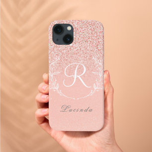 Elegante Rose Gold Glitzer Monogram Case-Mate iPhone Hülle