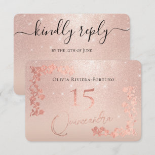 Elegante Rose Gold Glitzer Olivenweg RSVP Karte