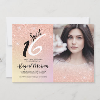Elegante Rose Gold Glitzer ombre 16 . Geburtstag Einladung