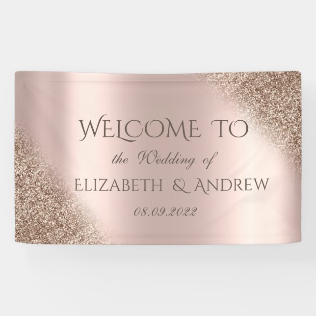 Elegante Rose Gold Glitzer Ombre Banner (Horizontal)