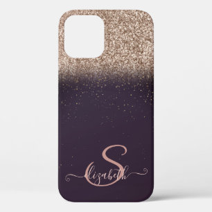Elegante Rose Gold Glitzer Ombre, Monogram Case-Mate iPhone Hülle