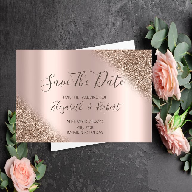 Elegante Rose Gold Glitzer Ombre Save the Date (Von Creator hochgeladen)