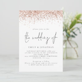 Elegante Rose Gold Glitzer QR Code Hochzeit Einladung