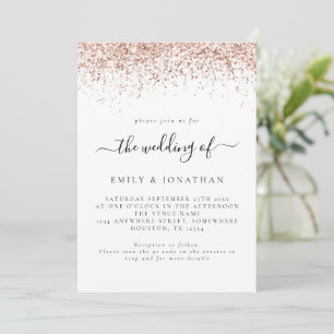 Elegante Rose Gold Glitzer QR Code Hochzeit Einladung
