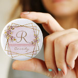 Elegante Rose Gold Glitzer Rose Monogram Button<br><div class="desc">Schaltfläche für das Monogramm der Rose Gold-Glitzer-Rose</div>